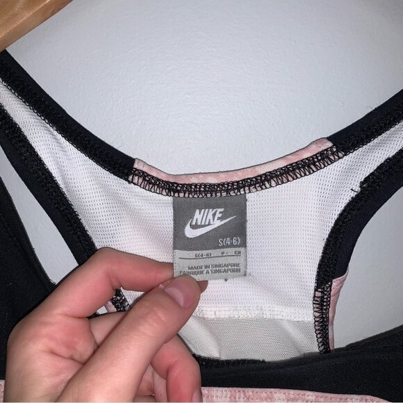 Nike Vintage Tank Top Size Small Polka Dot Light Pink White Black Embroidered - Picture 7 of 9